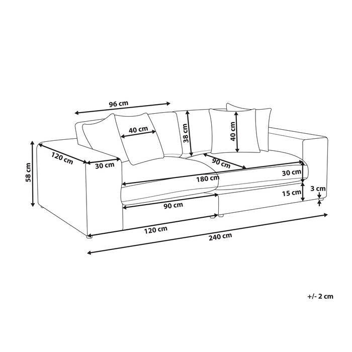 Beliani - GLORVIKA II - Driezitsbank - Zwart - Polyester