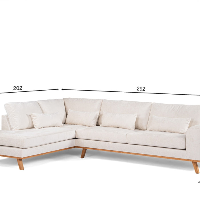 Giga Meubel - Hoekbank Stof Champagne - 3-Zits Links - Loris