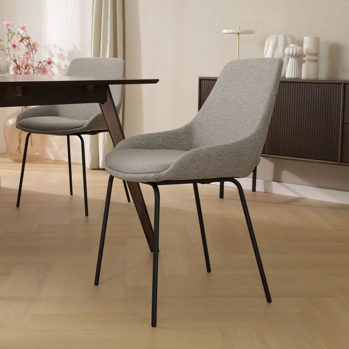 Nolon Nora-Isa Eetkamerstoel Warm Grijs - Stof - Zwart Onderstel