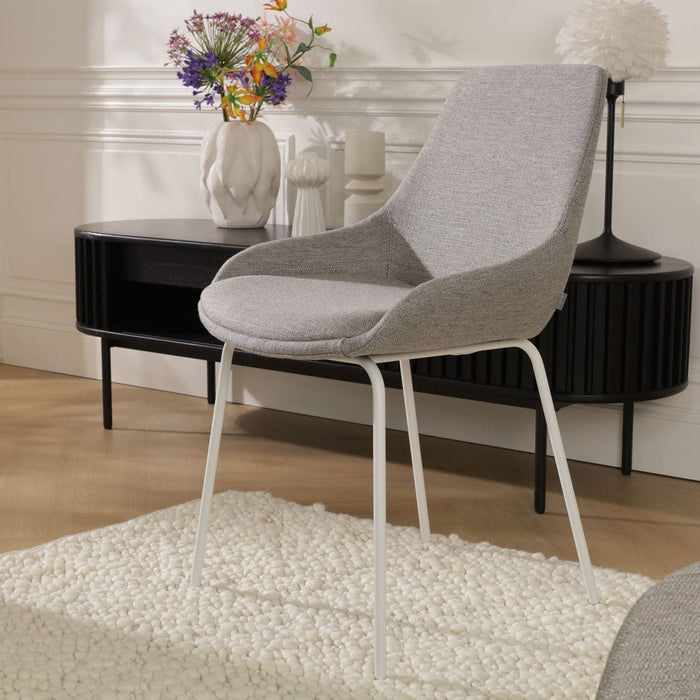 Nolon Nora-Isa Eetkamerstoel Warm Grijs - Stof - Wit Onderstel