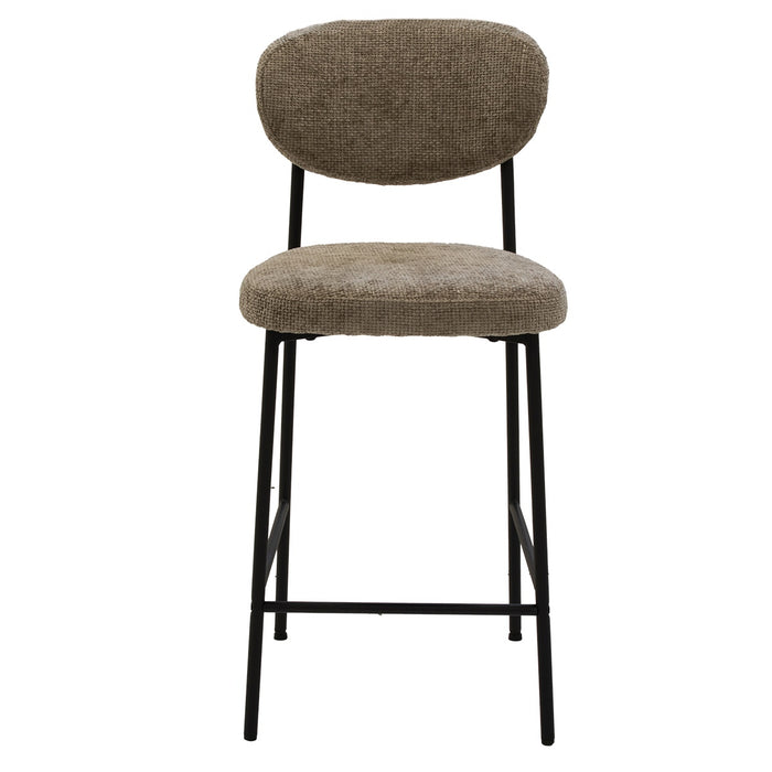 Giga Meubel - Barstoel Taupe Stof - 44x50x97cm - Vajèn - Set van 2