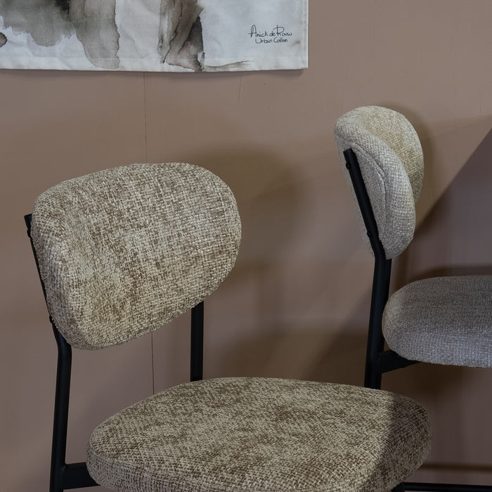 Giga Meubel - Barstoel Taupe Stof - 44x50x97cm - Vajèn - Set van 2