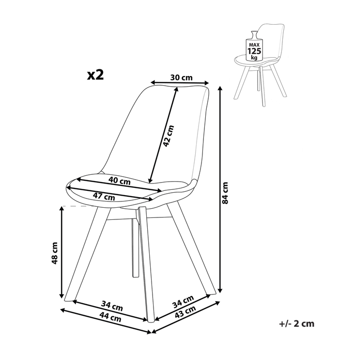 Beliani - DAKOTA - Eetkamerstoel set van 2 - Mintgroen - Polyester