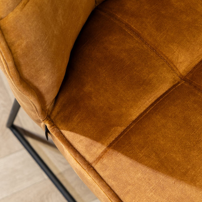 Bronx71 Velvet barkruk Janna okergeel 82 cm