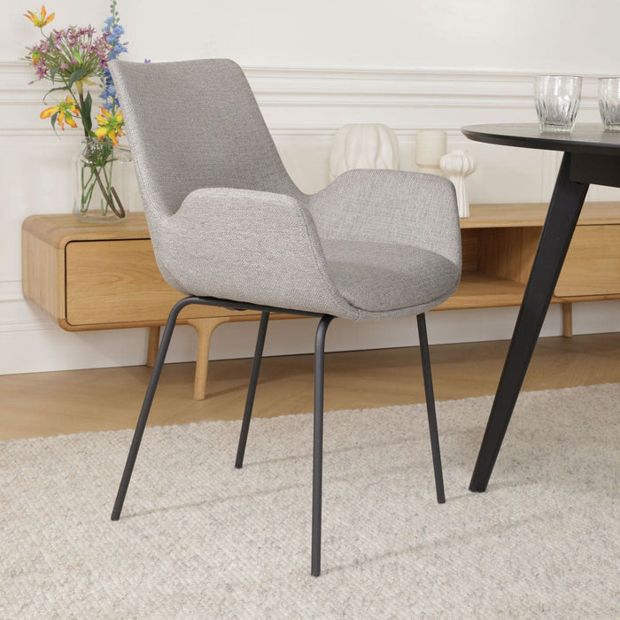 Nolon Nora-Eef Eetkamerstoel Warm Grijs - met Armleuning - Zwart