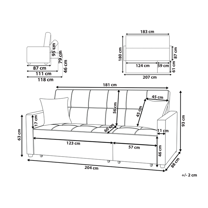 Beliani - GLOMMA - Slaapbank 3-zits - Pastelroze - Polyester