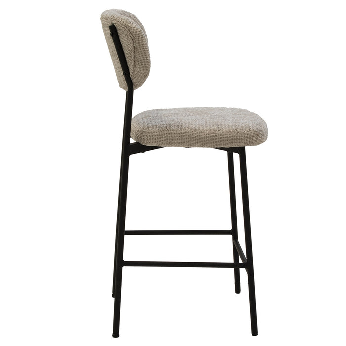 Giga Meubel - Barkruk Beige Stof - 44x50x105cm - Vajèn - Set van 2