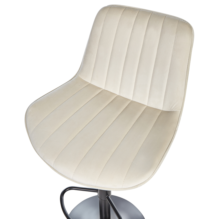 Beliani-DUBROVNIK-Barkruk verstelbaar set van 2-Lichtbeige-Fluweel