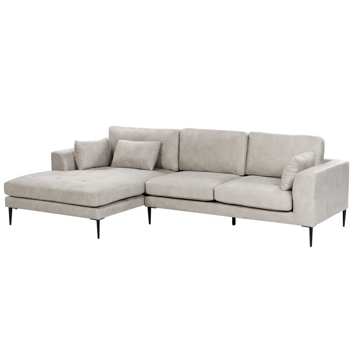 Beliani - FLAM - Hoekbank - Lichtgrijs - Rechtszijdig - Fluweel