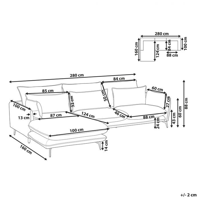 Beliani - GALLO - Hoekbank - Lichtbruin - Rechtszijdig - Kunstsuède