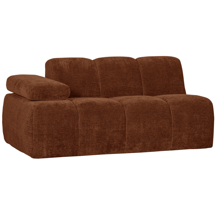 WOOOD Mojo 1,5-Zits Bank Met Arm Links - Ribstof - Roest Bruin