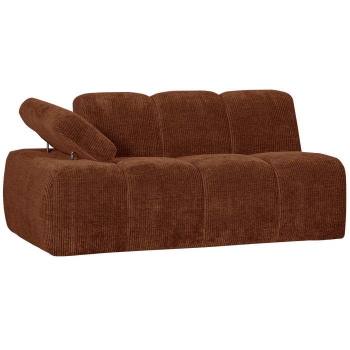 WOOOD Mojo 1,5-Zits Bank Met Arm Links - Ribstof - Roest Bruin