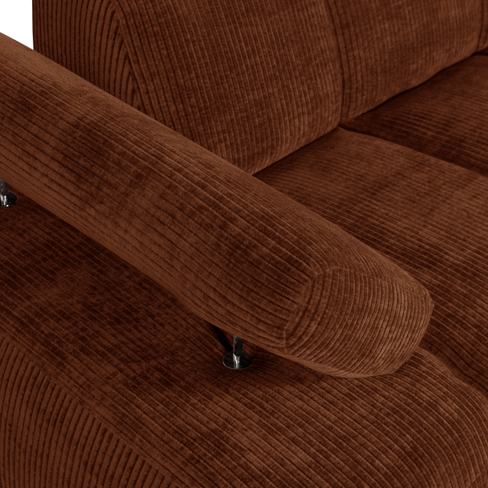 WOOOD Mojo 1,5-Zits Bank Met Arm Links - Ribstof - Roest Bruin