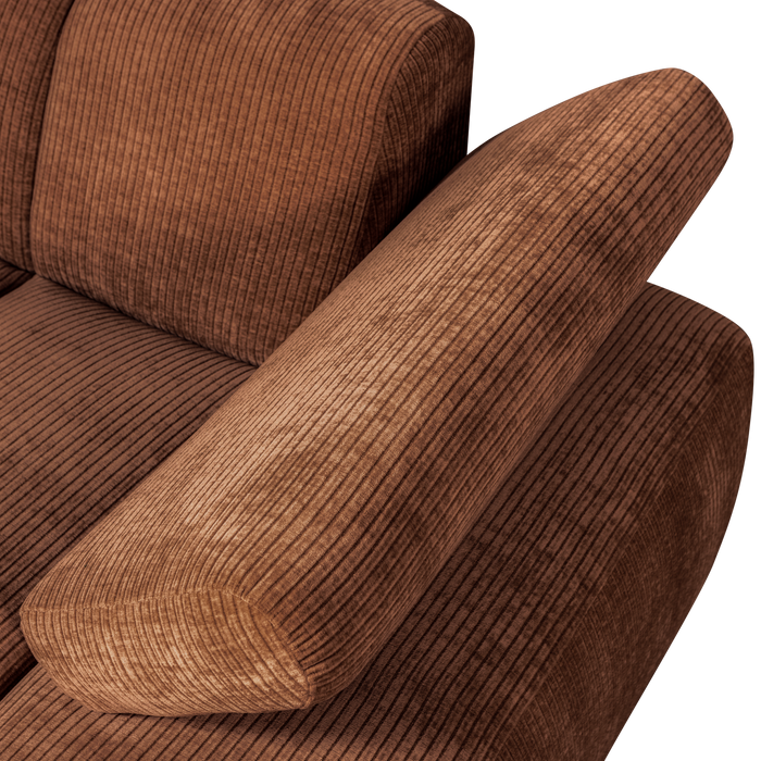 WOOOD Mojo Chaise Longue Elementenbank Rechts - Ribstof - Roest Bruin