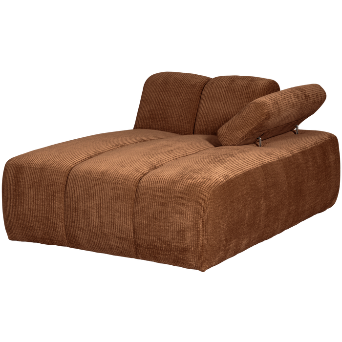 WOOOD Mojo Chaise Longue Elementenbank Rechts - Ribstof - Roest Bruin