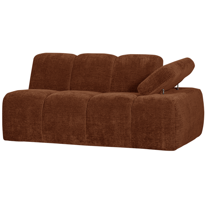WOOOD Mojo 1,5-Zits Bank Met Arm Rechts - Ribstof - Roest Bruin