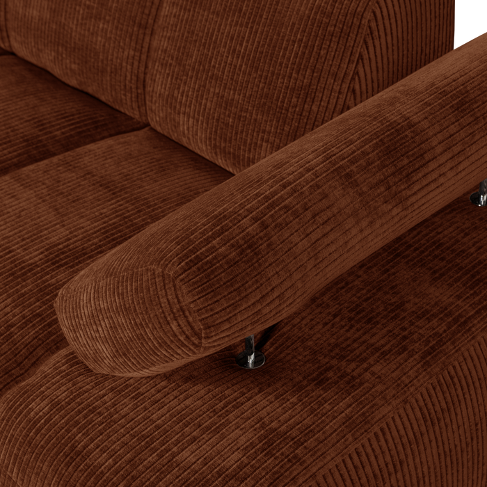 WOOOD Mojo 1,5-Zits Bank Met Arm Rechts - Ribstof - Roest Bruin