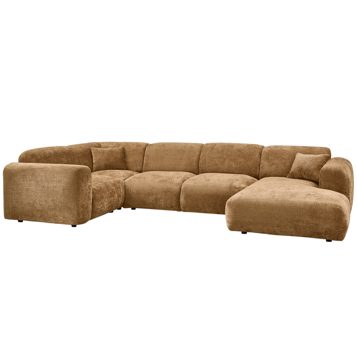 WOOOD hoekbank links Cloud - Chenille - Geel - 80x345x198 cm
