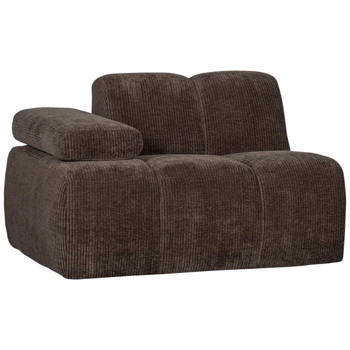 WOOOD Mojo 1-Zits Bank Met Arm Links - Ribstof - Bruin - 74x120x97