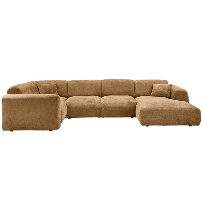 WOOOD hoekbank links Cloud - Chenille - Geel - 80x345x198 cm