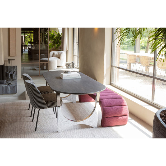 WOOOD Vogue Eetkamerstoelen - Polyester - Zwart|Grijs - Set van 2