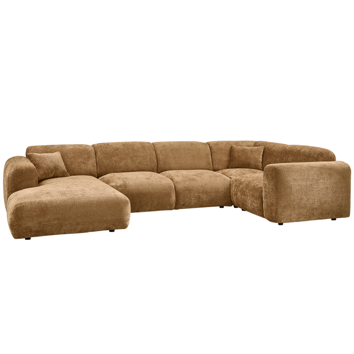 WOOOD hoekbank rechts Cloud - Chenille - Geel - 80x345x198 cm