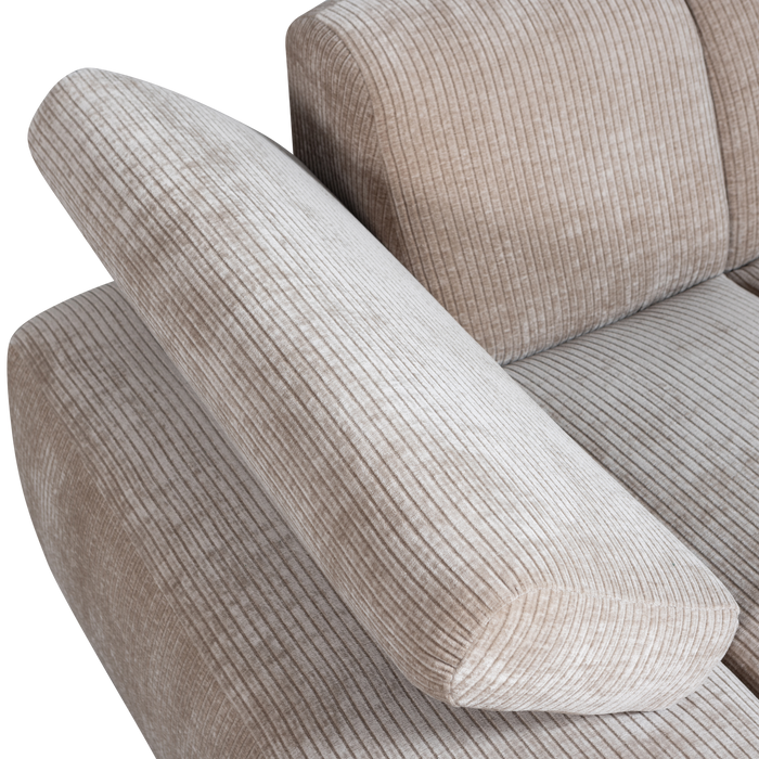 WOOOD Mojo Chaise Longue Elementenbank Links - Ribstof - Donker Zand