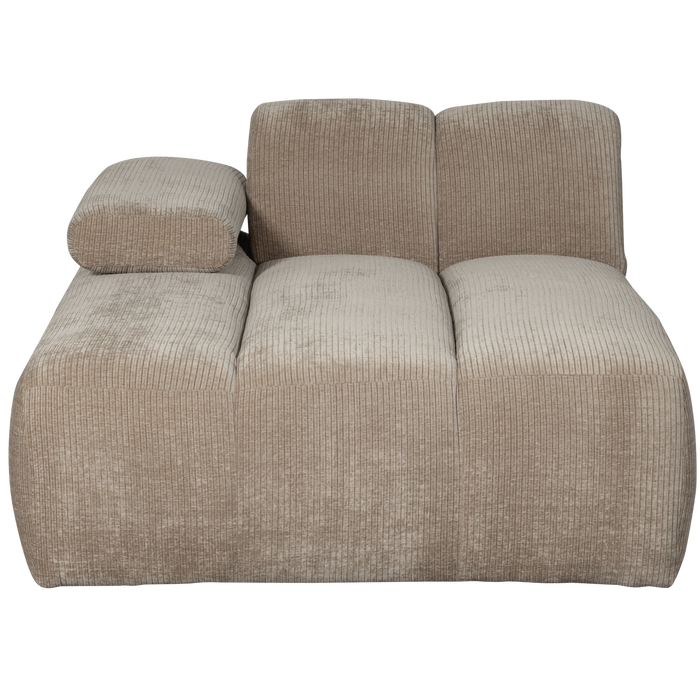 WOOOD Mojo Chaise Longue Elementenbank Links - Ribstof - Donker Zand