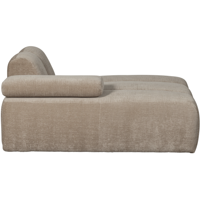 WOOOD Mojo Chaise Longue Elementenbank Links - Ribstof - Donker Zand