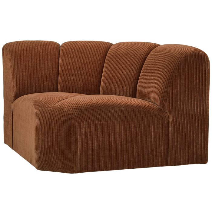 WOOOD Mojo Bank Hoekelement - Ribstof - Roest Bruin - 75x68x77