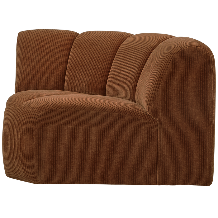 WOOOD Mojo Bank Hoekelement - Ribstof - Roest Bruin - 75x68x77