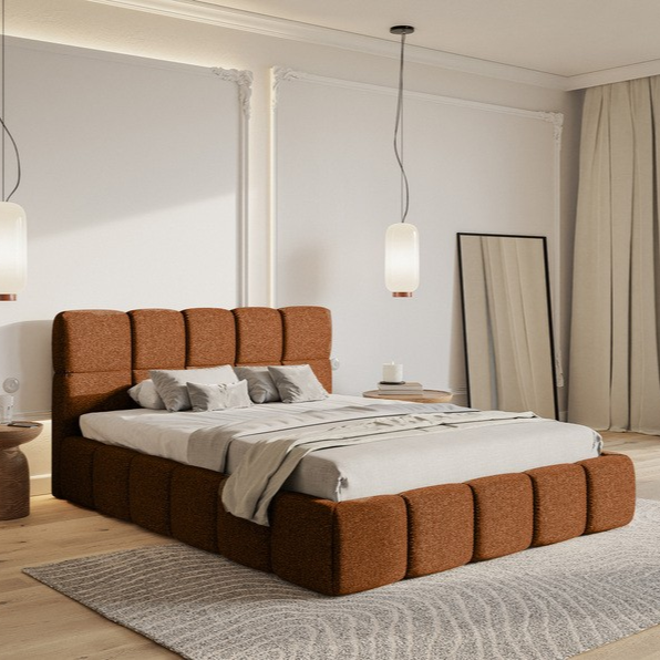 NADUVI Collection Chloe Bedframe 180 x 200 cm - Chenille - Koper