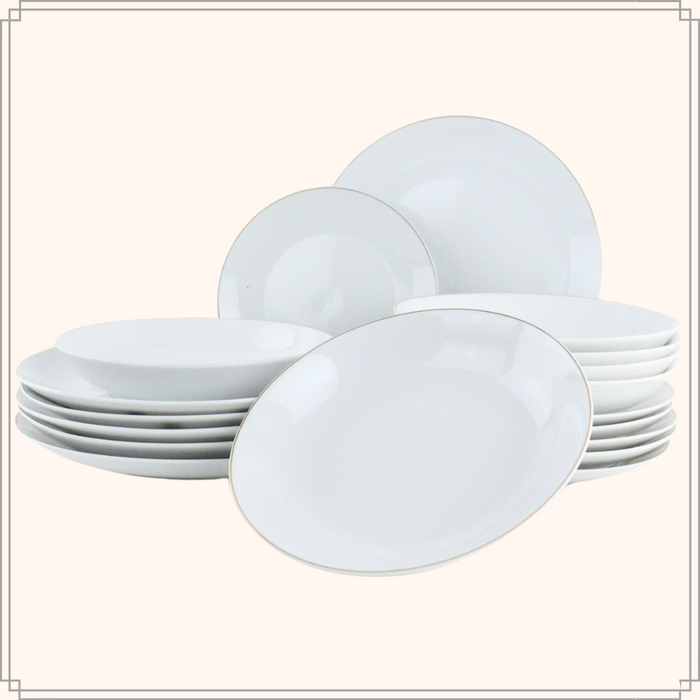 OTIX Serviesset Bordenset 6 persoons 18-delig Wit met Gouden rand P...