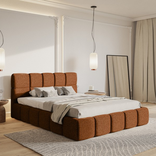 NADUVI Collection Chloe Bedframe 160 x 200 cm - Chenille - Koper
