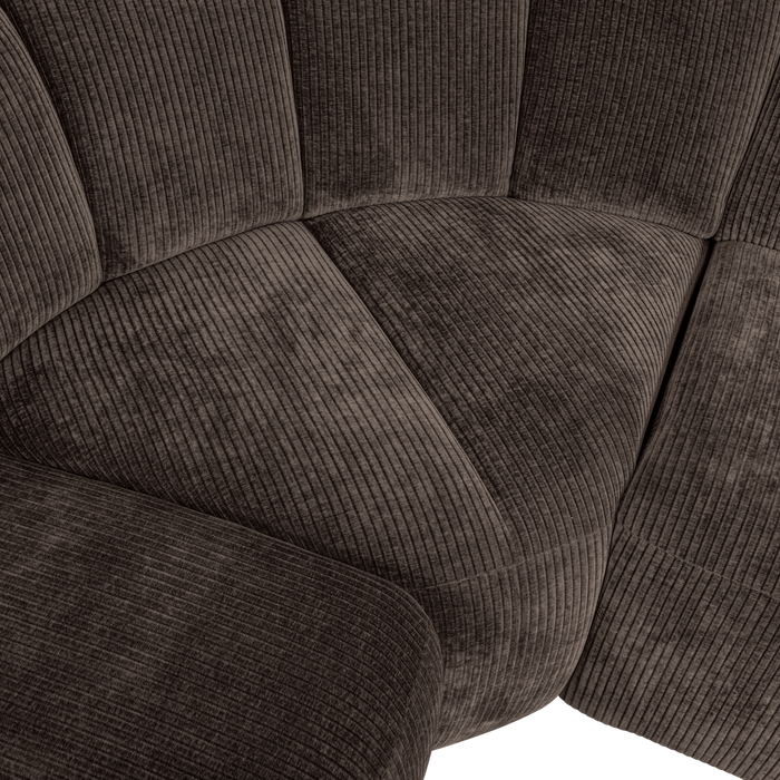 WOOOD Mojo Hoekbank Links - Ribstof - Bruin - 74x310x230