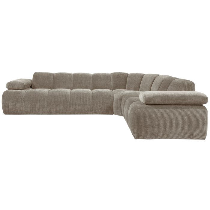 WOOOD Mojo Hoekbank Rechts - Ribstof - Donker Zand - 74x310x230