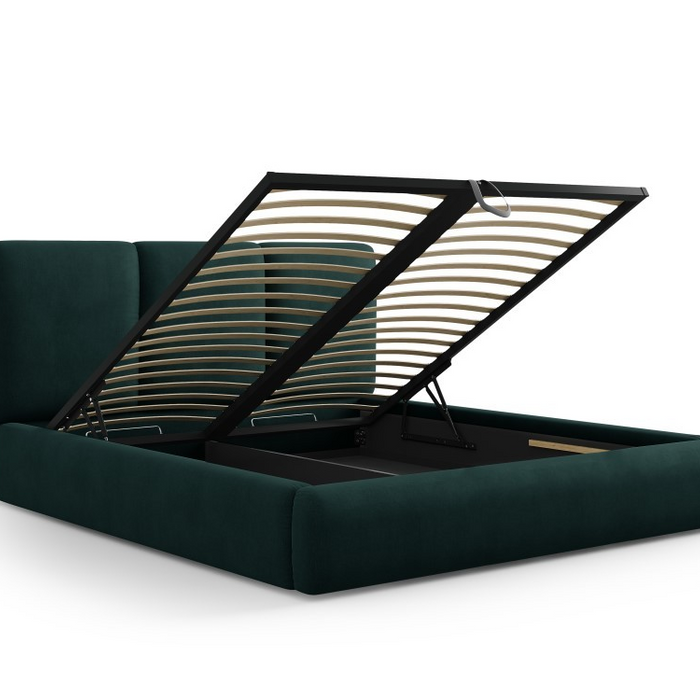 Windsor & Co Horizon Bedframe met Opbergvak - 180 x 200 cm - Chenille - Flessengroen