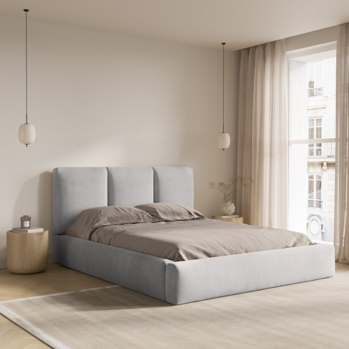 Windsor & Co Horizon Bedframe met Opbergvak - 160 x 200 cm - Chenille - Grijs