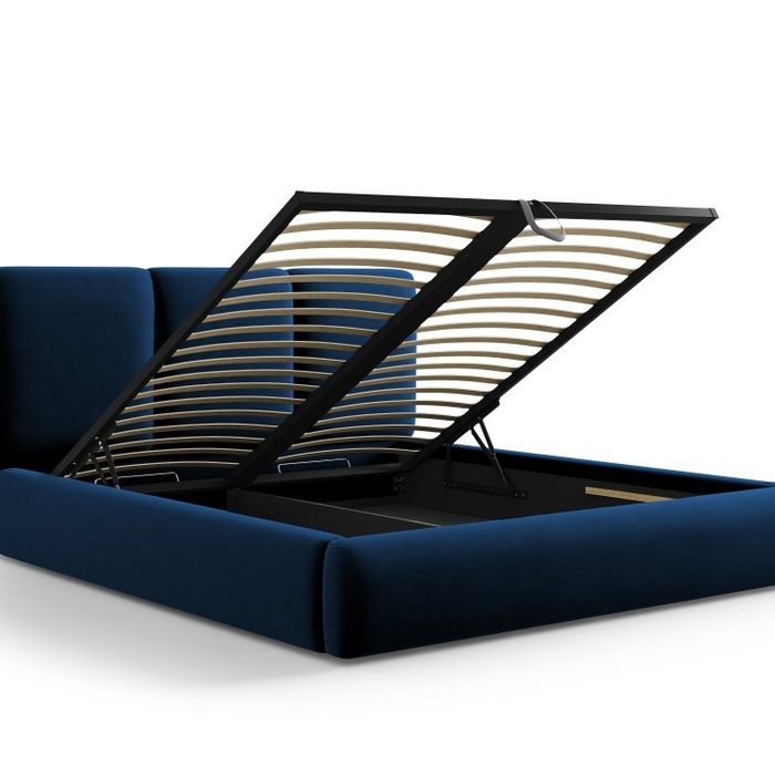 Windsor & Co Horizon Bedframe met Opbergvak - 140 x 200 cm - Fluweel - Koningsblauw