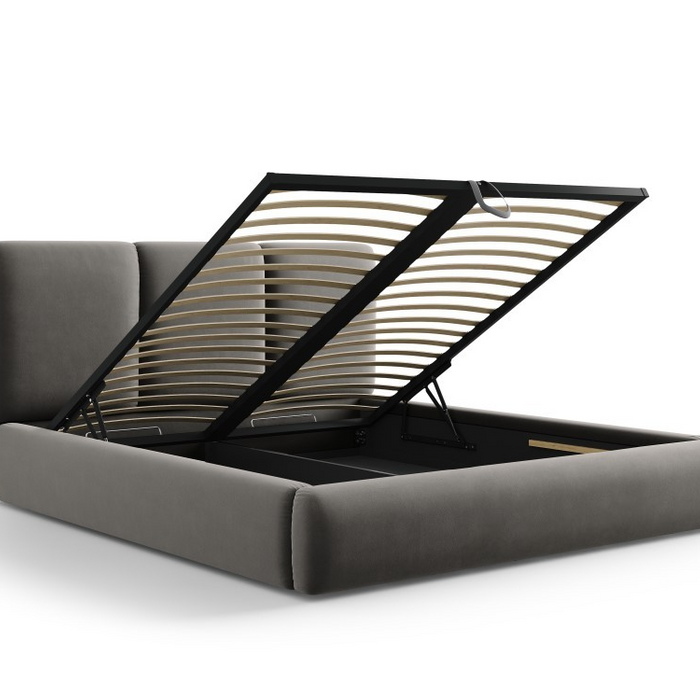 Windsor & Co Horizon Bedframe met Opbergvak - 200 x 200 cm - Fluweel - Grijs