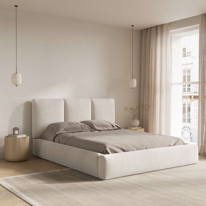 Windsor & Co Horizon Bedframe met Opbergvak - 180 x 200 cm - Chenille - Beige
