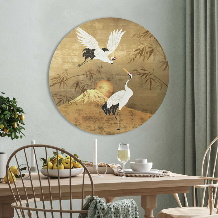 Reinders - Japanese Cranebirds - Glasschilderij Ø 70 cm