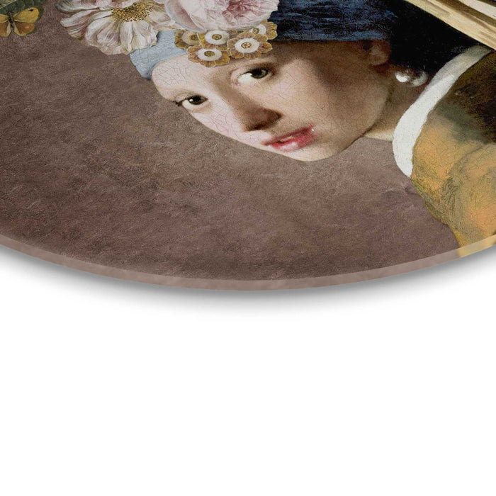 Reinders - Pearl Girl Flowers - Glasschilderij Ø 50 cm