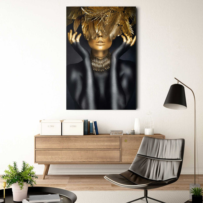 Reinders - Golden Feathers - Glasschilderij 78x116cm