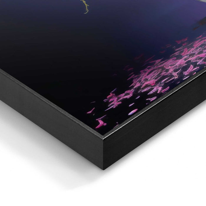 Reinders - Delft Blue Vibrant Flowers - Schilderij 90x60cm Zwart