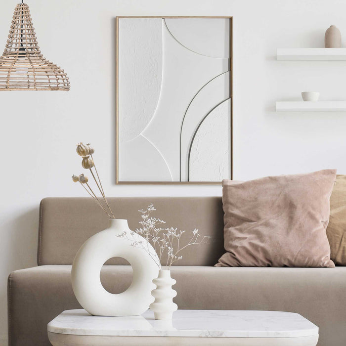 Reinders - Terrace Relief Art Schilderij - 70 x 50 cm - Wit