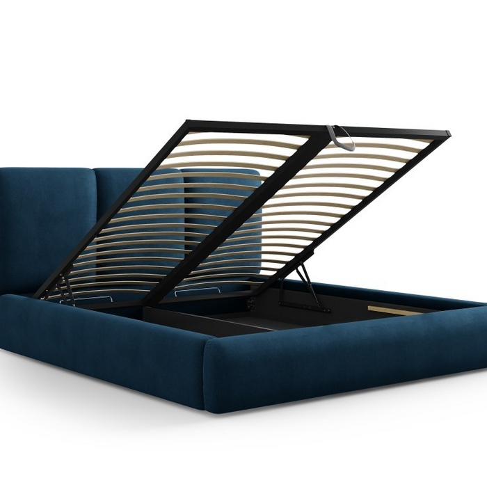 Windsor & Co Horizon Bedframe met Opbergvak - 140 x 200 cm - Chenille - Koningsblauw