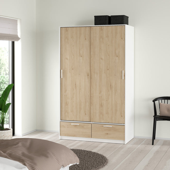 by fonQ basic Slim Kledingkast - B 121,2 cm - Eiken met witte rand