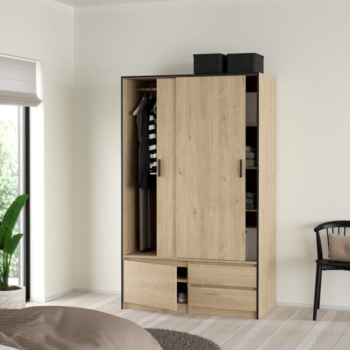 by fonQ basic Slim Kledingkast - B 121,2 - Eiken met zwarte lining