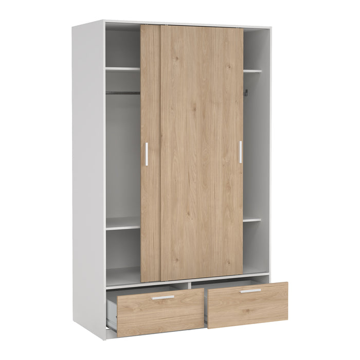 by fonQ basic Slim Kledingkast - B 121,2 cm - Eiken met witte rand